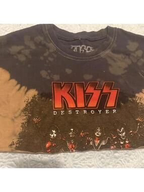 Vintage Vibes KISS destroyer bleached cropped band tee